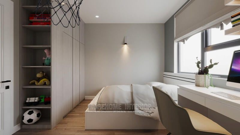 Thiết kế nội thất phòng ngủ con trai gỗ công nghiệp phong cách hiện đại